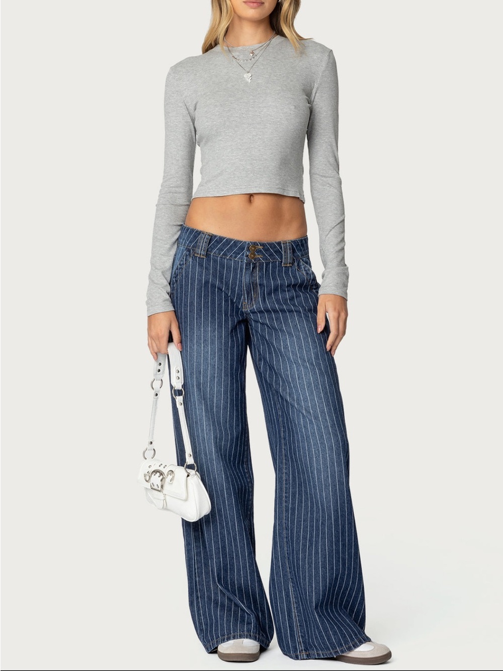 Petite Cory Striped Low Rise Baggy